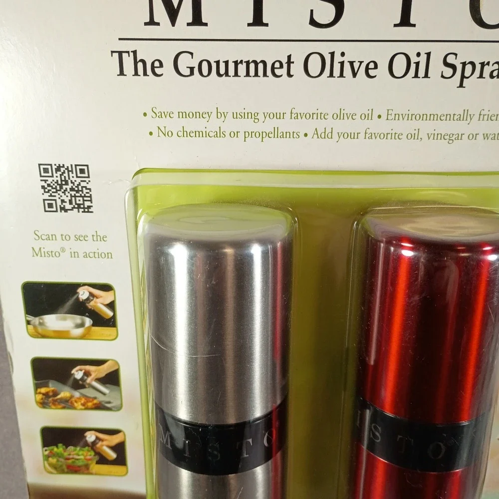 Misto Gourmet Olive Oil Sprayer 2 Pack Silver & Red 476671 Brand New